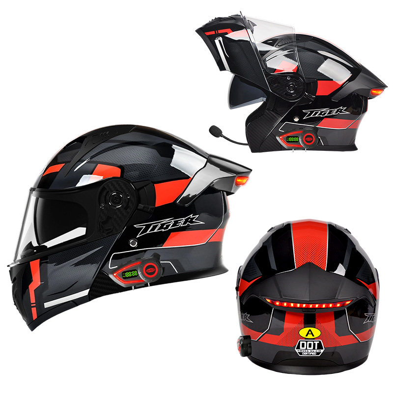 Full Face Motorcycle Helmet With Bluetooth - Casco Moto LED Intelligente con Luce