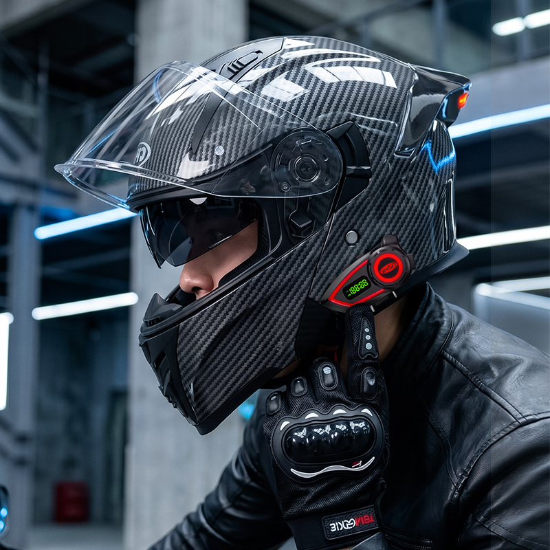 Full Face Motorcycle Helmet With Bluetooth - Caschi Moto in Materiale ABS con